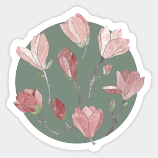 Magnolia on green Sticker